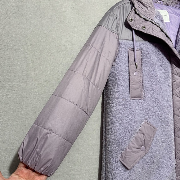 NWT Avec Les Filles Faux Shearling Quilted Hooded Coat - size S - Picture 5 of 8